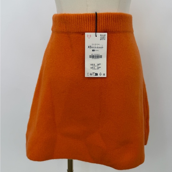 NWT Zara Orange Wool Mini Skirt - Picture 2 of 4